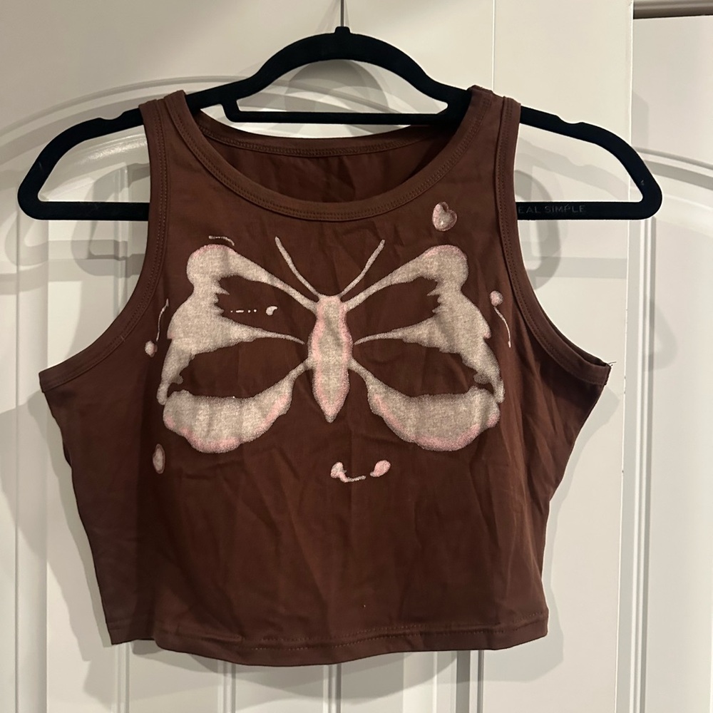 SHEIN Cropped Sleeveless Tank – Butterfly - Size L